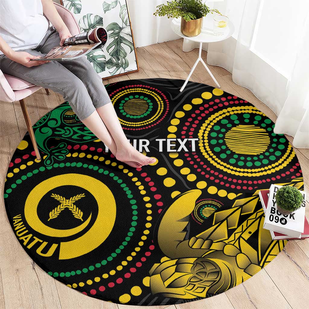 Vanuatu Personalized Aboriginal Arts Round Carpet Turtle and Iguana Special - Polynesian Pride