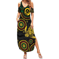 Vanuatu Personalized Aboriginal Arts Summer Maxi Dress Turtle and Iguana Special - Polynesian Pride