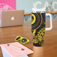 Vanuatu Personalized Aboriginal Arts Tumbler With Handle Turtle and Iguana Special - Polynesian Pride