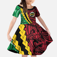 Vanuatu Personalized Tribal Family Matching Long Sleeve Bodycon Dress and Hawaiian Shirt Aboriginal Inspired Mix Style LT7 Daughter's Dress Colorful - Polynesian Pride