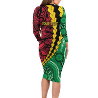 Vanuatu Personalized Tribal Family Matching Long Sleeve Bodycon Dress and Hawaiian Shirt Aboriginal Inspired Mix Style LT7 - Polynesian Pride