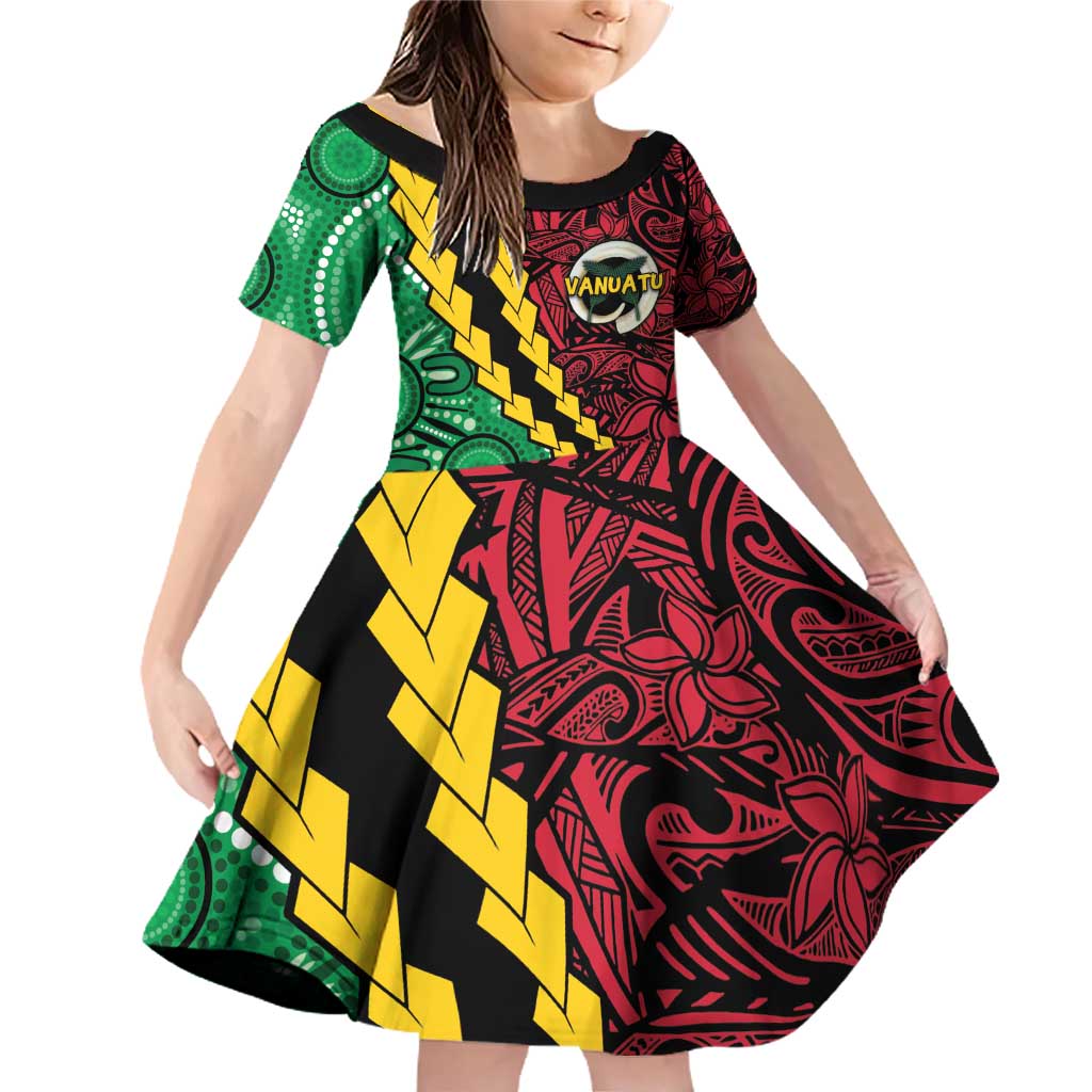 Vanuatu Personalized Tribal Family Matching Off Shoulder Short Dress and Hawaiian Shirt Aboriginal Inspired Mix Style - Polynesian Pride