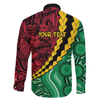 Vanuatu Personalized Tribal Family Matching Off Shoulder Short Dress and Hawaiian Shirt Aboriginal Inspired Mix Style - Polynesian Pride