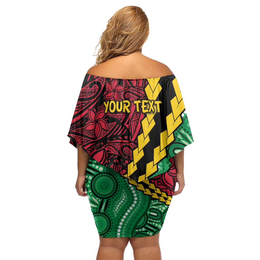 Vanuatu Personalized Tribal Family Matching Off Shoulder Short Dress and Hawaiian Shirt Aboriginal Inspired Mix Style - Polynesian Pride