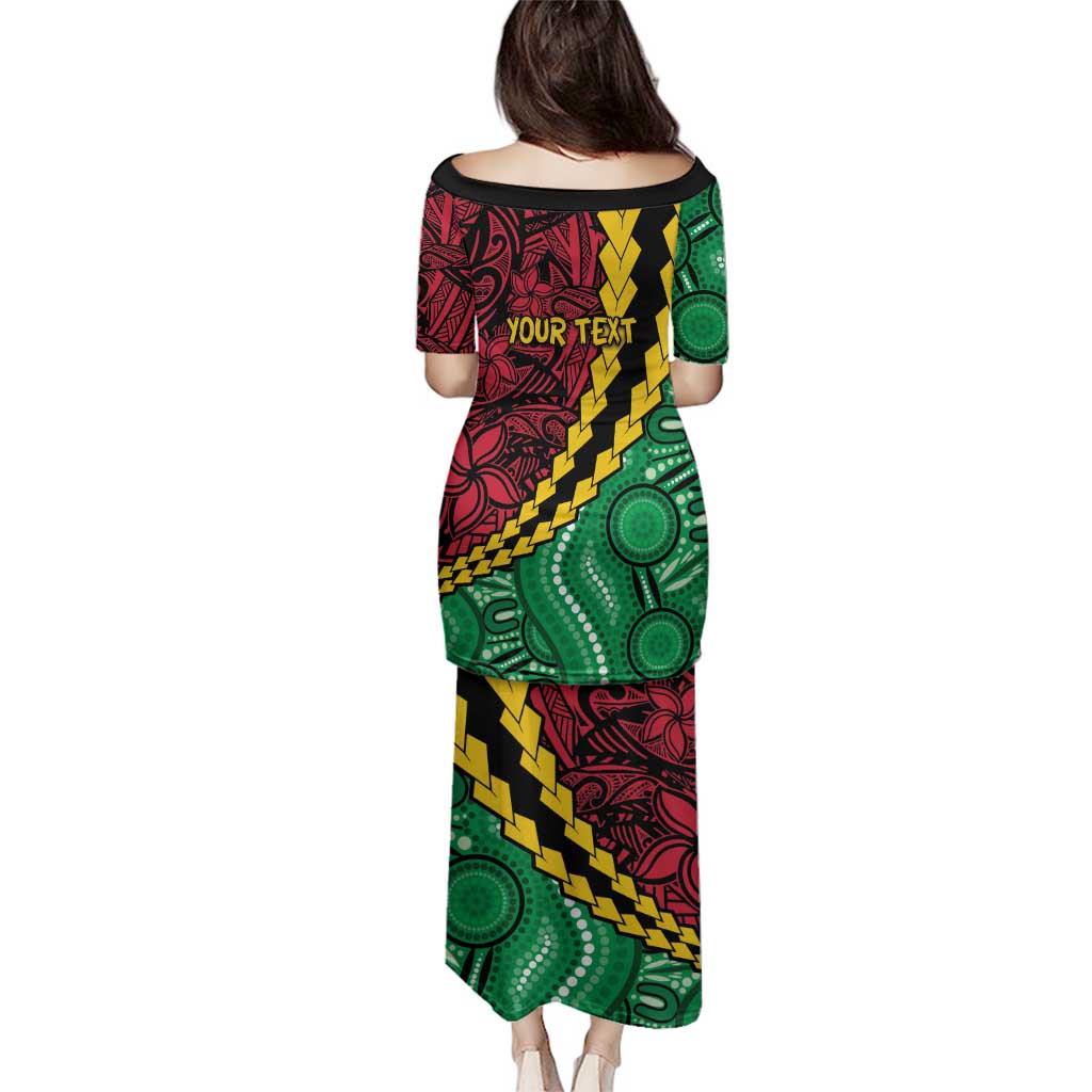 Vanuatu Personalized Tribal Family Matching Puletasi and Hawaiian Shirt Aboriginal Inspired Mix Style - Polynesian Pride