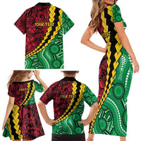 Vanuatu Personalized Tribal Family Matching Short Sleeve Bodycon Dress and Hawaiian Shirt Aboriginal Inspired Mix Style LT7 - Polynesian Pride