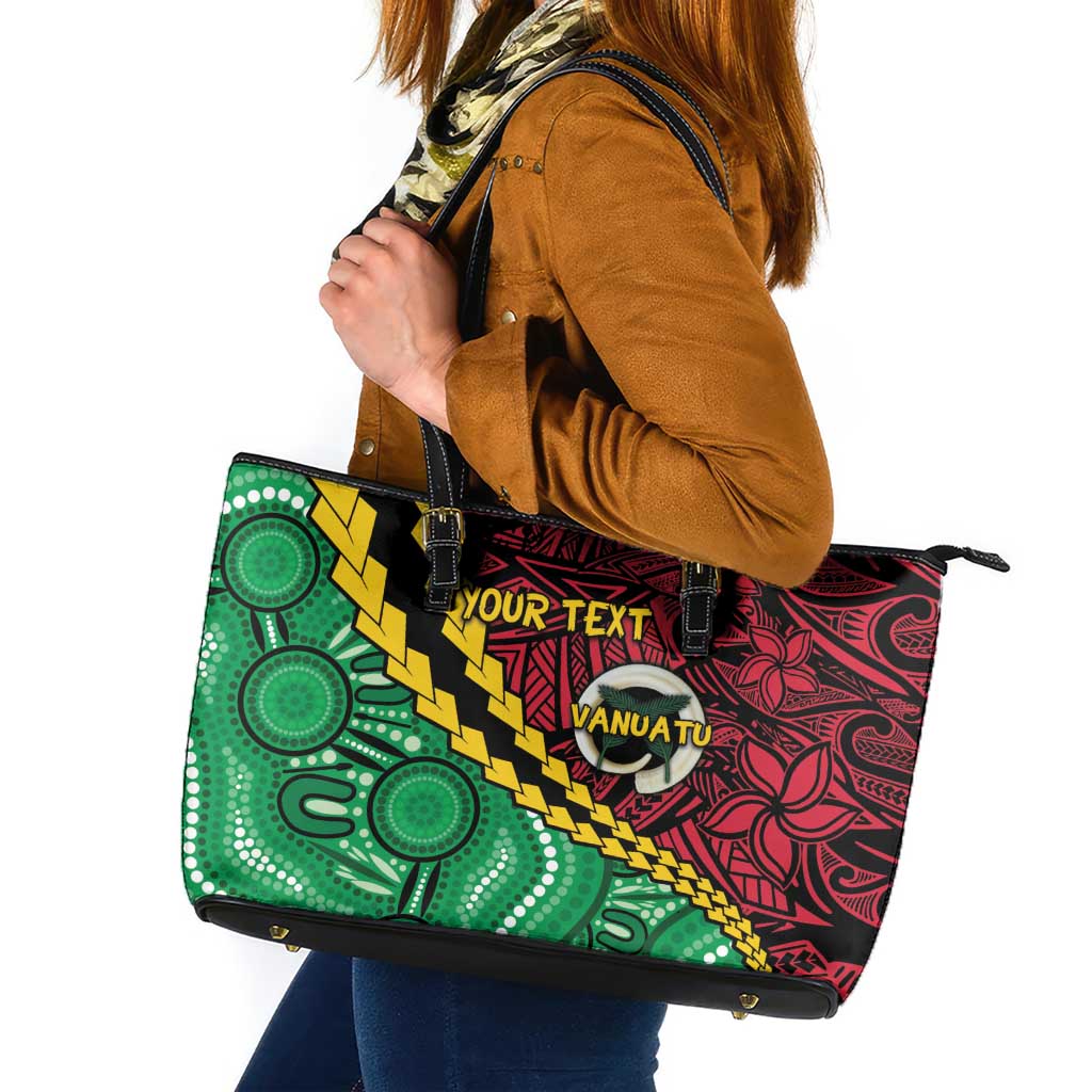 Vanuatu Personalized Tribal Leather Tote Bag Aboriginal Inspired Mix Style - Polynesian Pride