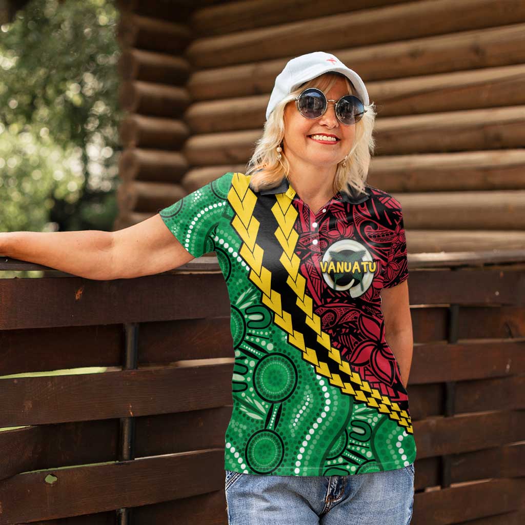 Vanuatu Personalized Tribal Women Polo Shirt Aboriginal Inspired Mix Style - Polynesian Pride