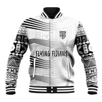 Personalised Fiji Rugby Baseball Jacket Kaiviti WC 2023 Jersey Replica - White LT7 Unisex White - Polynesian Pride