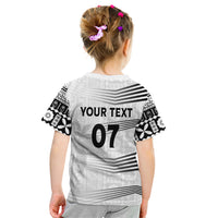 Personalised Fiji Rugby Kid T Shirt Kaiviti WC 2023 Jersey Replica - White LT7 - Polynesian Pride