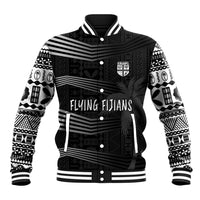 Personalised Fiji Rugby Baseball Jacket Kaiviti WC 2023 Jersey Replica - Black LT7 Unisex Black - Polynesian Pride