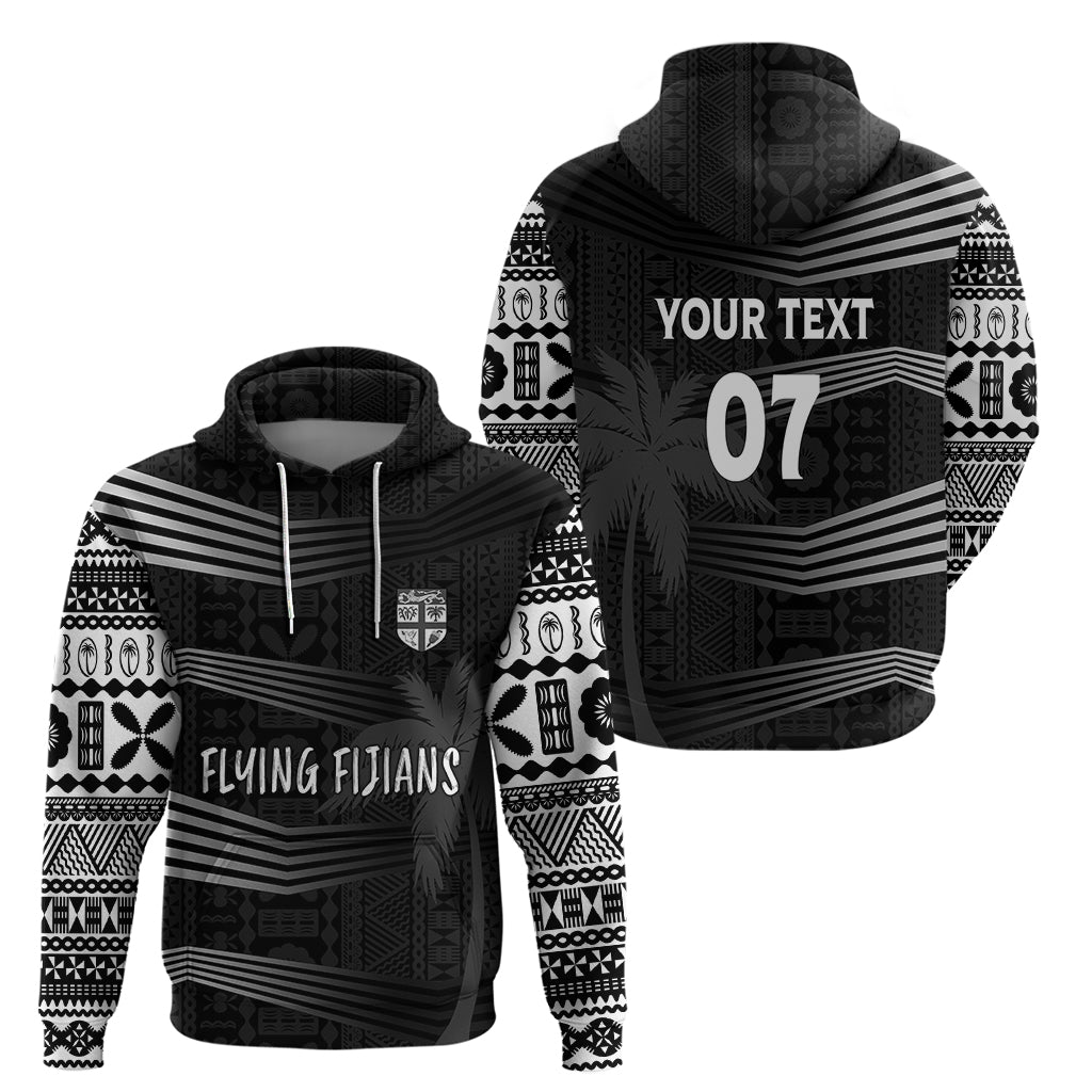 Personalised Fiji Rugby Hoodie Kaiviti WC 2023 Jersey Replica - Black LT7 - Polynesian Pride