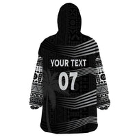 Personalised Fiji Rugby Wearable Blanket Hoodie Kaiviti WC 2023 Jersey Replica - Black LT7 - Polynesian Pride