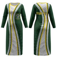 Cook Islands Rugby Personalized Avaiki Couples Matching Long Sleeve Bodycon Dress and Hawaiian Shirt GO Kuki