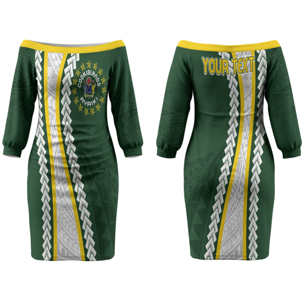 Cook Islands Rugby Personalized Avaiki Couples Matching Off The Shoulder Long Sleeve Dress and Hawaiian Shirt GO Kuki