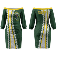 Cook Islands Rugby Personalized Avaiki Couples Matching Off The Shoulder Long Sleeve Dress and Long Sleeve Button Shirt GO Kuki