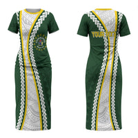 Cook Islands Rugby Personalized Avaiki Couples Matching Short Sleeve Bodycon Dress and Hawaiian Shirt GO Kuki