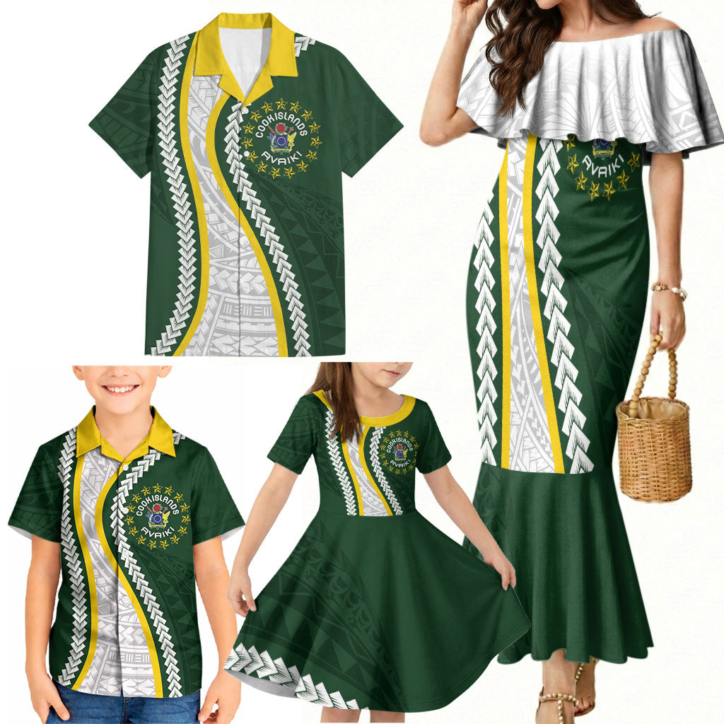 Cook Islands Rugby Personalized Avaiki Family Matching Mermaid Dress and Hawaiian Shirt GO Kuki LT7 - Polynesian Pride
