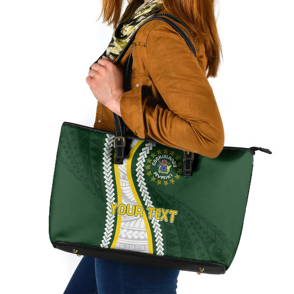 Cook Islands Rugby Personalized Avaiki Leather Tote Bag GO Kuki