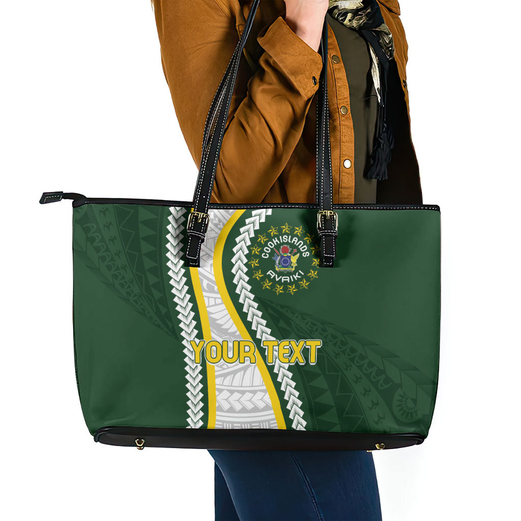 Cook Islands Rugby Personalized Avaiki Leather Tote Bag GO Kuki