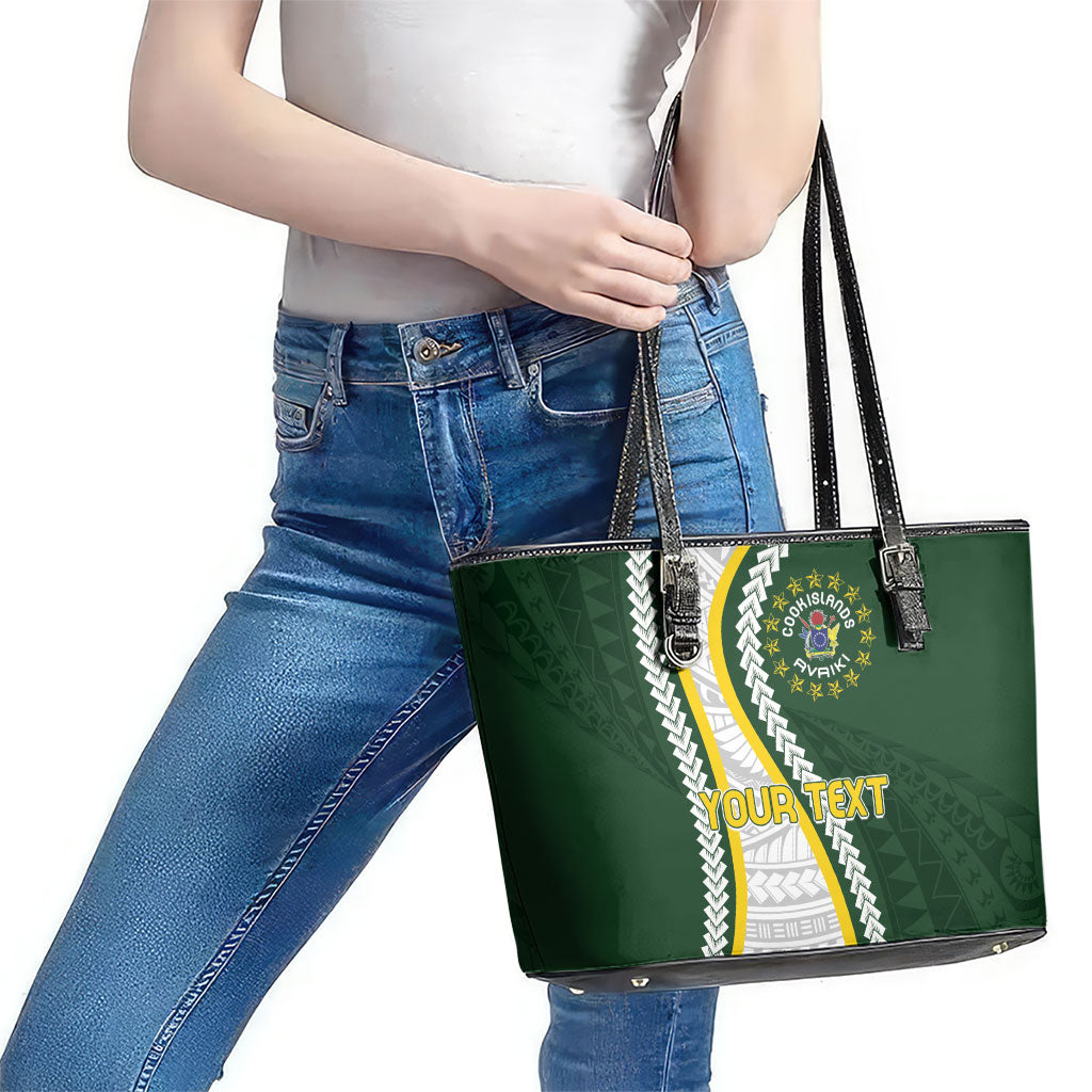 Cook Islands Rugby Personalized Avaiki Leather Tote Bag GO Kuki