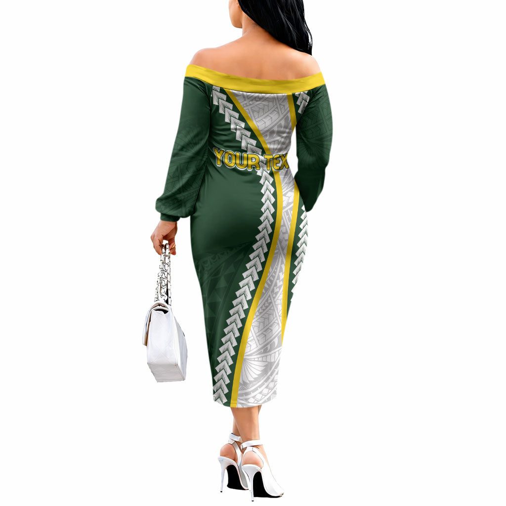Cook Islands Rugby Personalized Avaiki Off The Shoulder Long Sleeve Dress GO Kuki