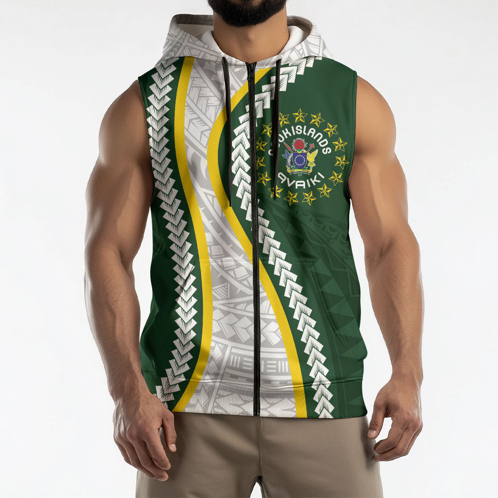 Cook Islands Rugby Personalized Avaiki Sleeveless Zip Hoodie GO Kuki