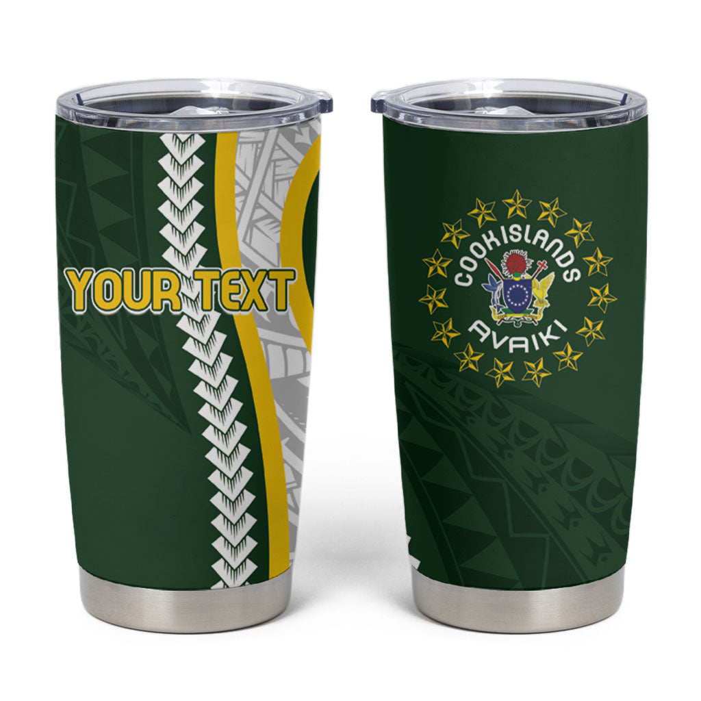 Cook Islands Rugby Personalized Avaiki Tumbler Cup GO Kuki LT7 Green - Polynesian Pride