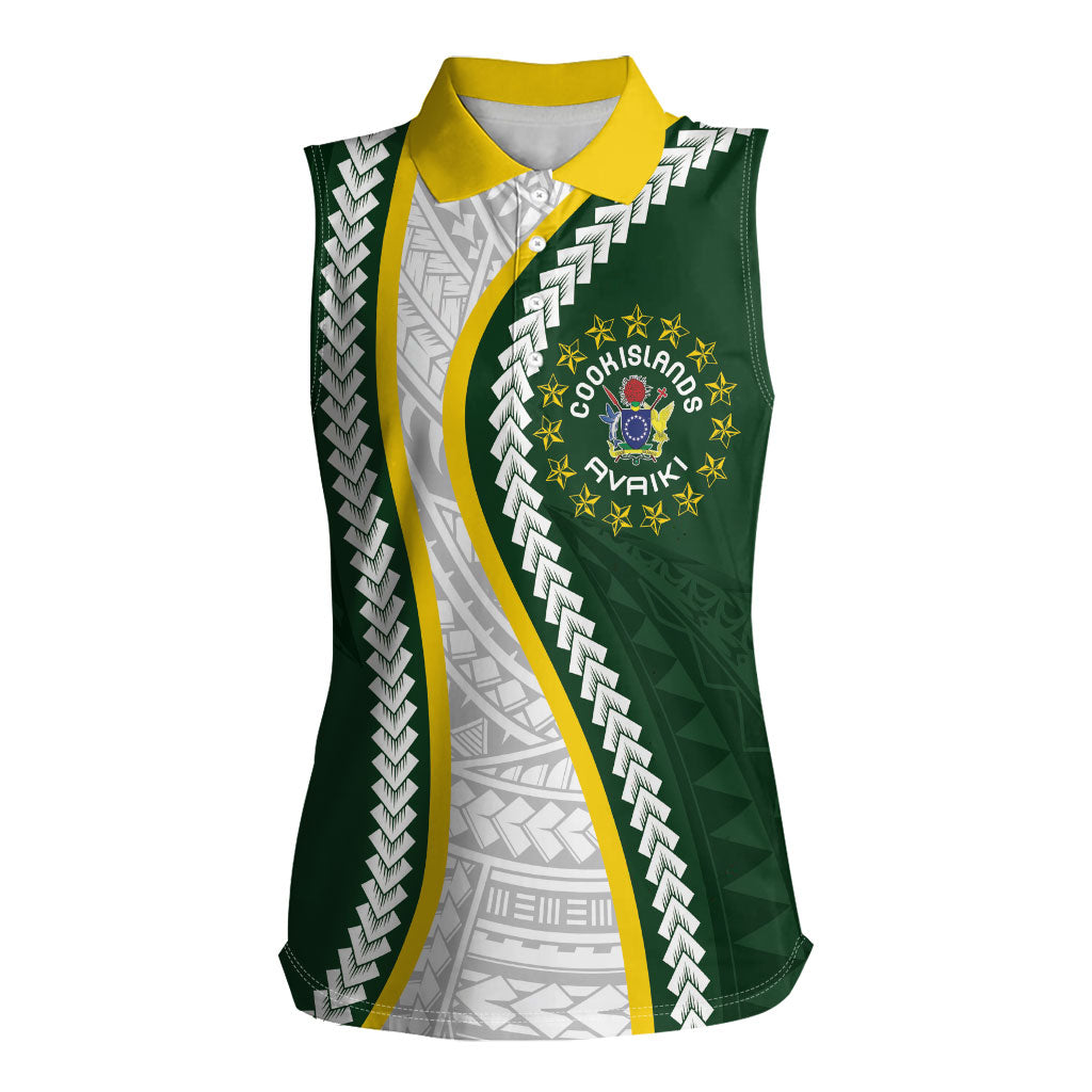 Cook Islands Rugby Personalized Avaiki Women Sleeveless Polo Shirt GO Kuki