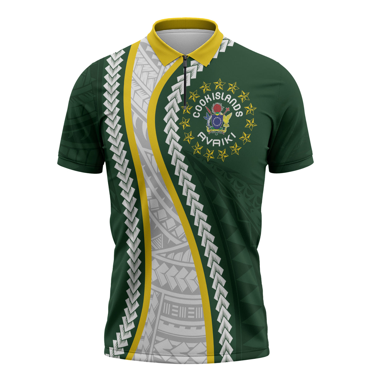 Cook Islands Rugby Personalized Avaiki Zipper Polo Shirt GO Kuki