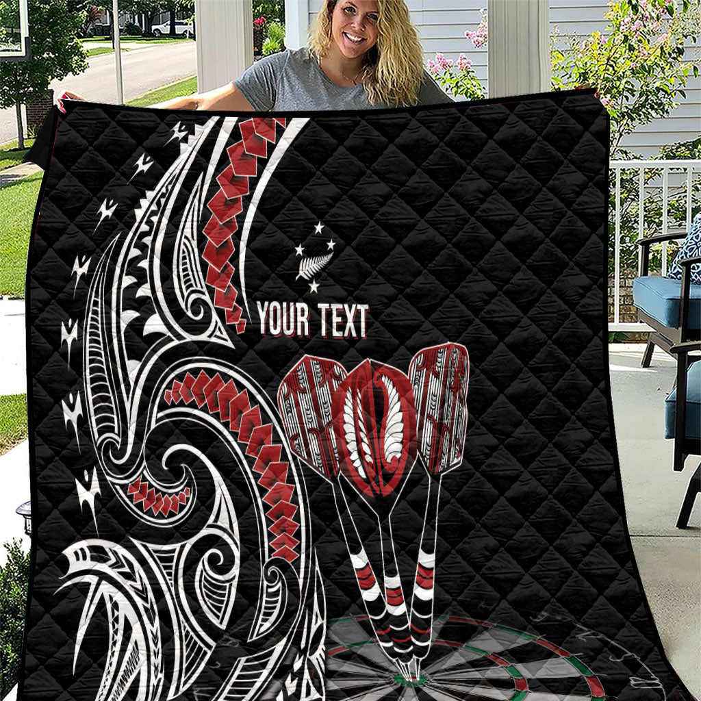 New Zealand Darts Personalized Hei Manaia Quilt Classic Kowhaiwhai LT7 Black - Polynesian Pride