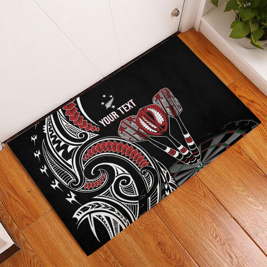 New Zealand Darts Personalized Hei Manaia Rubber Doormat Classic Kowhaiwhai