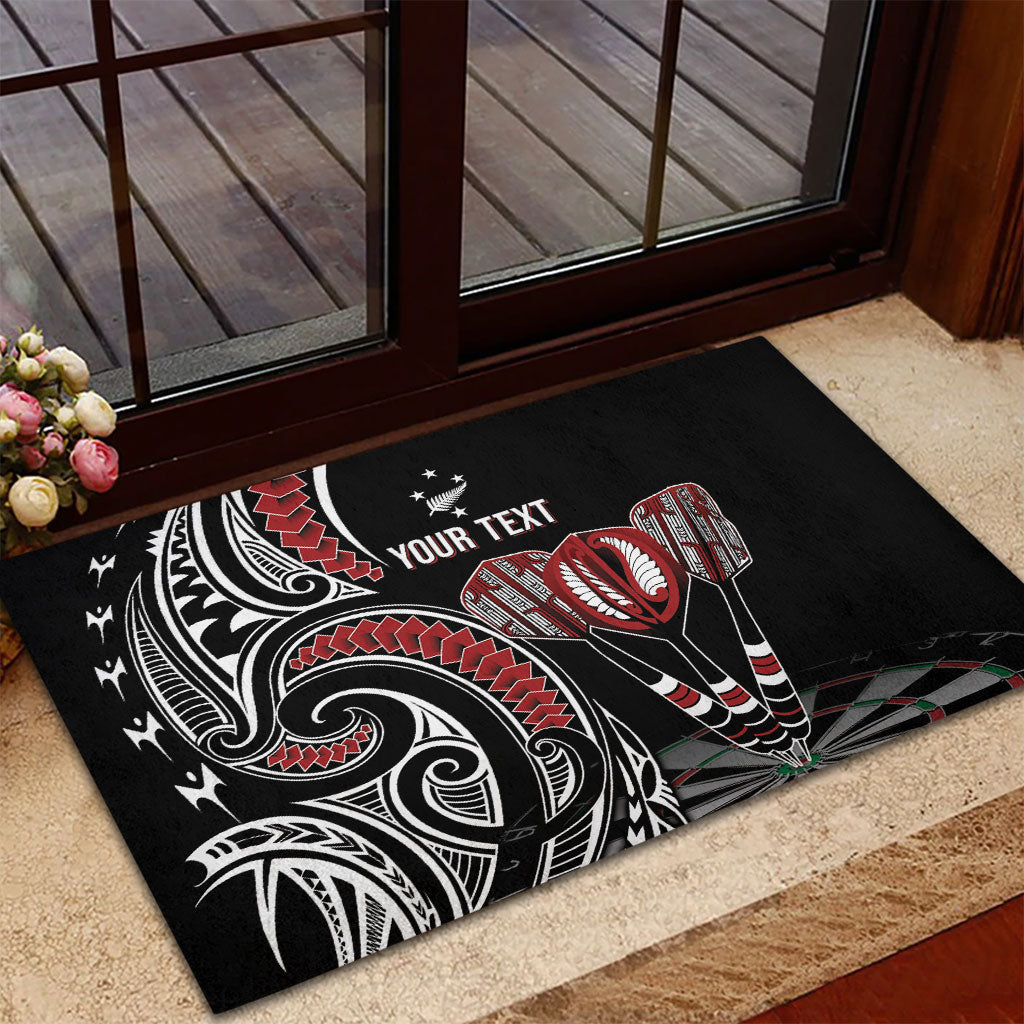 New Zealand Darts Personalized Hei Manaia Rubber Doormat Classic Kowhaiwhai