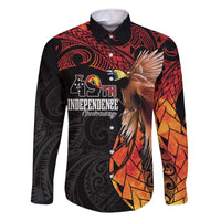 Papua New Guinea Personalised Family Matching Off The Shoulder Long Sleeve Dress and Hawaiian Shirt Grunge Style 49th Independence Anni