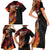Papua New Guinea Personalised Family Matching Short Sleeve Bodycon Dress and Hawaiian Shirt Grunge Style 49th Independence Anni