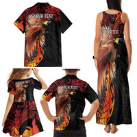Papua New Guinea Personalised Family Matching Tank Maxi Dress and Hawaiian Shirt Grunge Style 49th Independence Anni