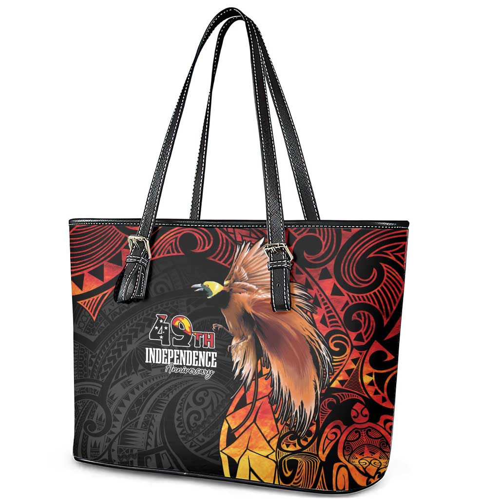 Papua New Guinea Leather Tote Bag Grunge Style 49th Independence Anni