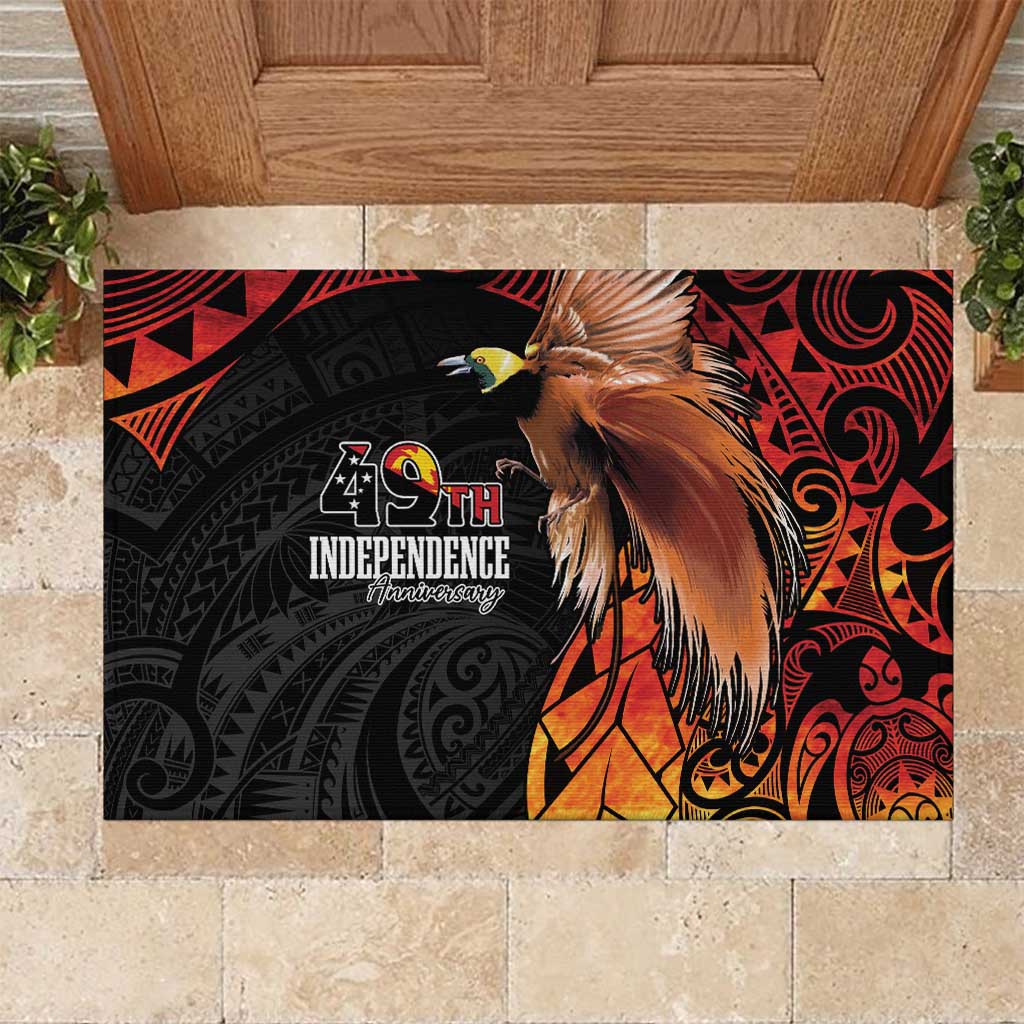Papua New Guinea Rubber Doormat Grunge Style 49th Independence Anni