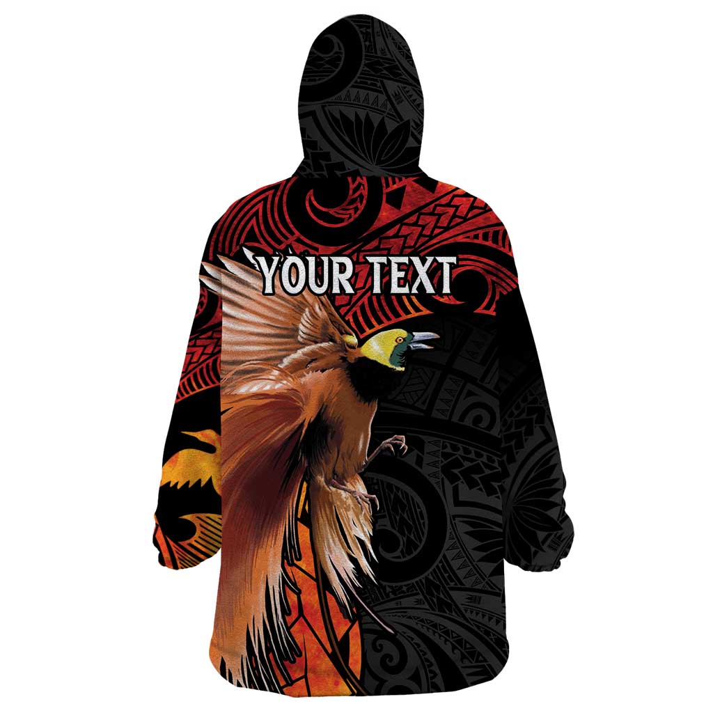 Papua New Guinea Personalised Wearable Blanket Hoodie Grunge Style 49th Independence Anni