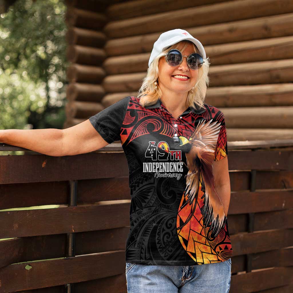 Papua New Guinea Personalised Women Polo Shirt Grunge Style 49th Independence Anni