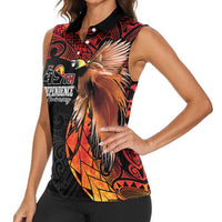 Papua New Guinea Personalised Women Sleeveless Polo Shirt Grunge Style 49th Independence Anni