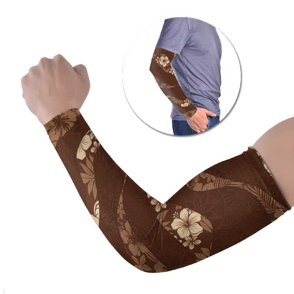 Aloha Hawaii Floral Tapa Arm Sleeves Patchwork Mocha - Polynesian Pride