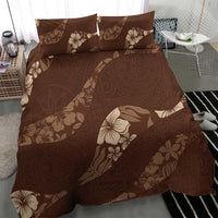 Aloha Hawaii Floral Tapa Bedding Set Patchwork Mocha - Polynesian Pride