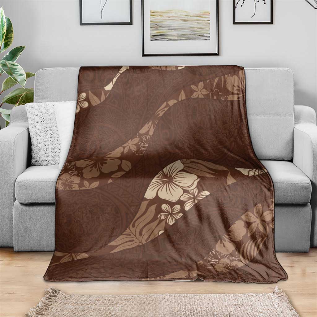 Aloha Hawaii Floral Tapa Blanket Patchwork Mocha - Polynesian Pride