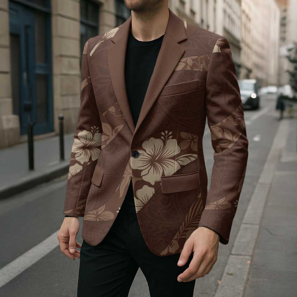Aloha Hawaii Floral Tapa Blazer Patchwork Mocha - Polynesian Pride