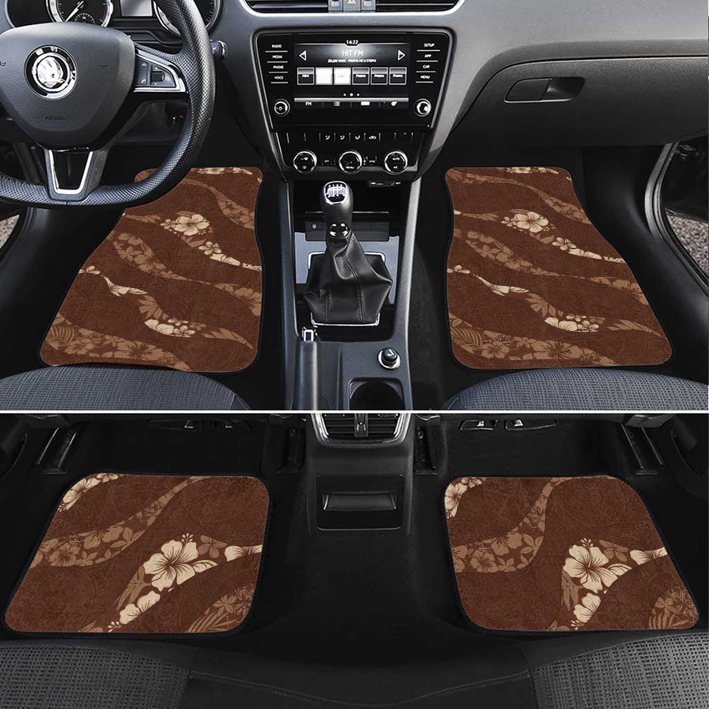Aloha Hawaii Floral Tapa Car Mats Patchwork Mocha - Polynesian Pride