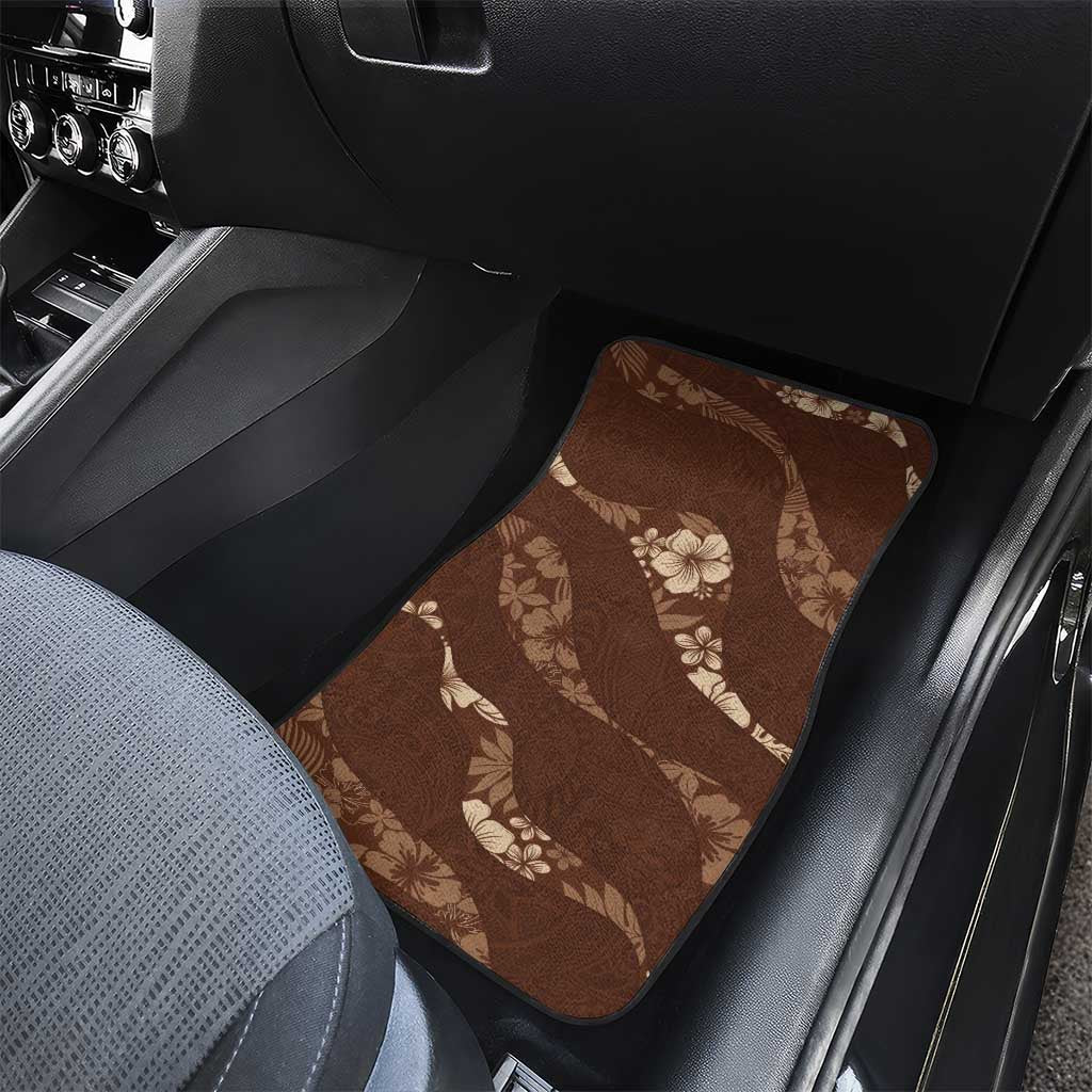 Aloha Hawaii Floral Tapa Car Mats Patchwork Mocha - Polynesian Pride
