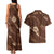 Aloha Hawaii Floral Tapa Couples Matching Tank Maxi Dress and Hawaiian Shirt Patchwork Mocha - Polynesian Pride
