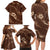Aloha Hawaii Floral Tapa Family Matching Long Sleeve Bodycon Dress and Hawaiian Shirt Patchwork Mocha - Polynesian Pride