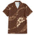Aloha Hawaii Floral Tapa Family Matching Long Sleeve Bodycon Dress and Hawaiian Shirt Patchwork Mocha - Polynesian Pride
